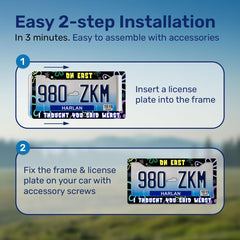 GENANY slim-border license plate frame keeps essential plate details visible and legible.