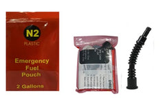 Generic 2 Gallon Gas Pouch stores compactly in motorcycle compartments.