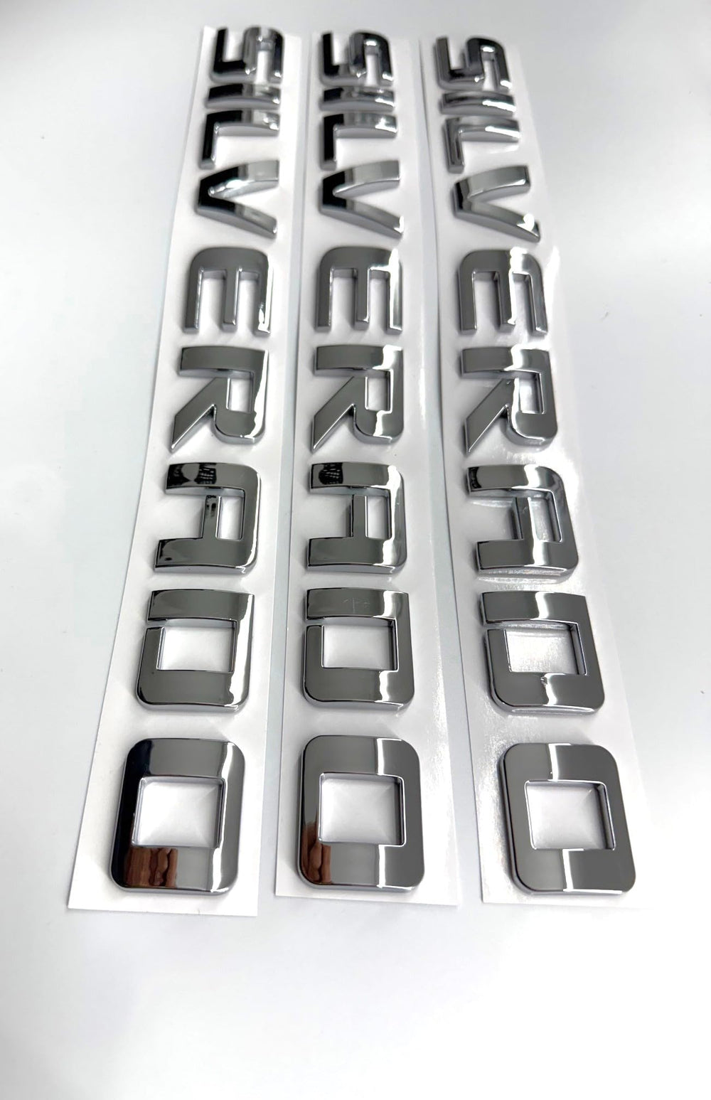 Generic 3PCS Badge Emblems chrome silver front view for Silverado styling