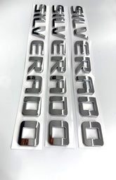 Generic 3PCS Badge Emblems chrome silver front view for Silverado styling