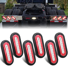 Generic 6-inch oval LED trailer tail light with red/white lens for clear night visibility
