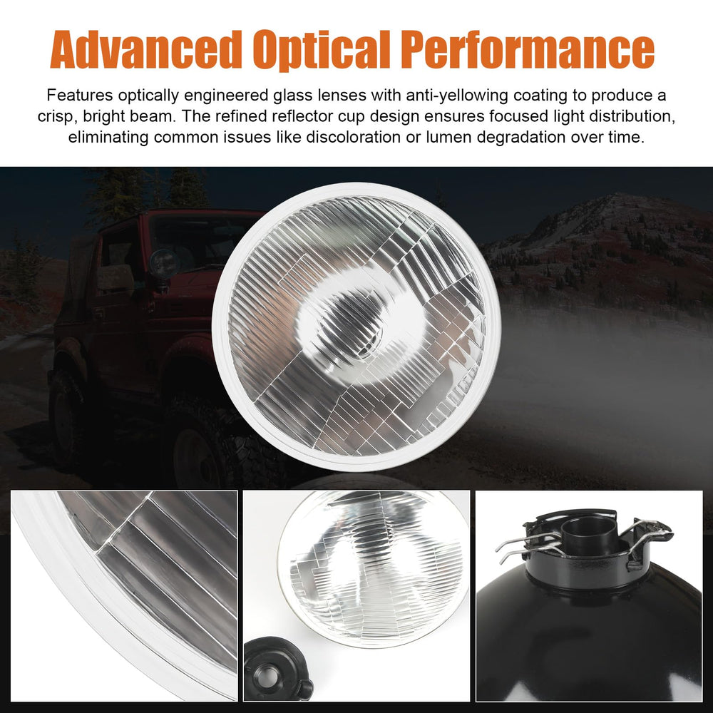 Generic 7-inch LED glass headlight beam pattern demonstrates crisp, focused light distribution.