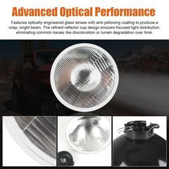 Generic 7-inch LED glass headlight beam pattern demonstrates crisp, focused light distribution.