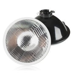 Generic 7-inch LED glass headlight front view enhances visibility for vintage and modern cars.