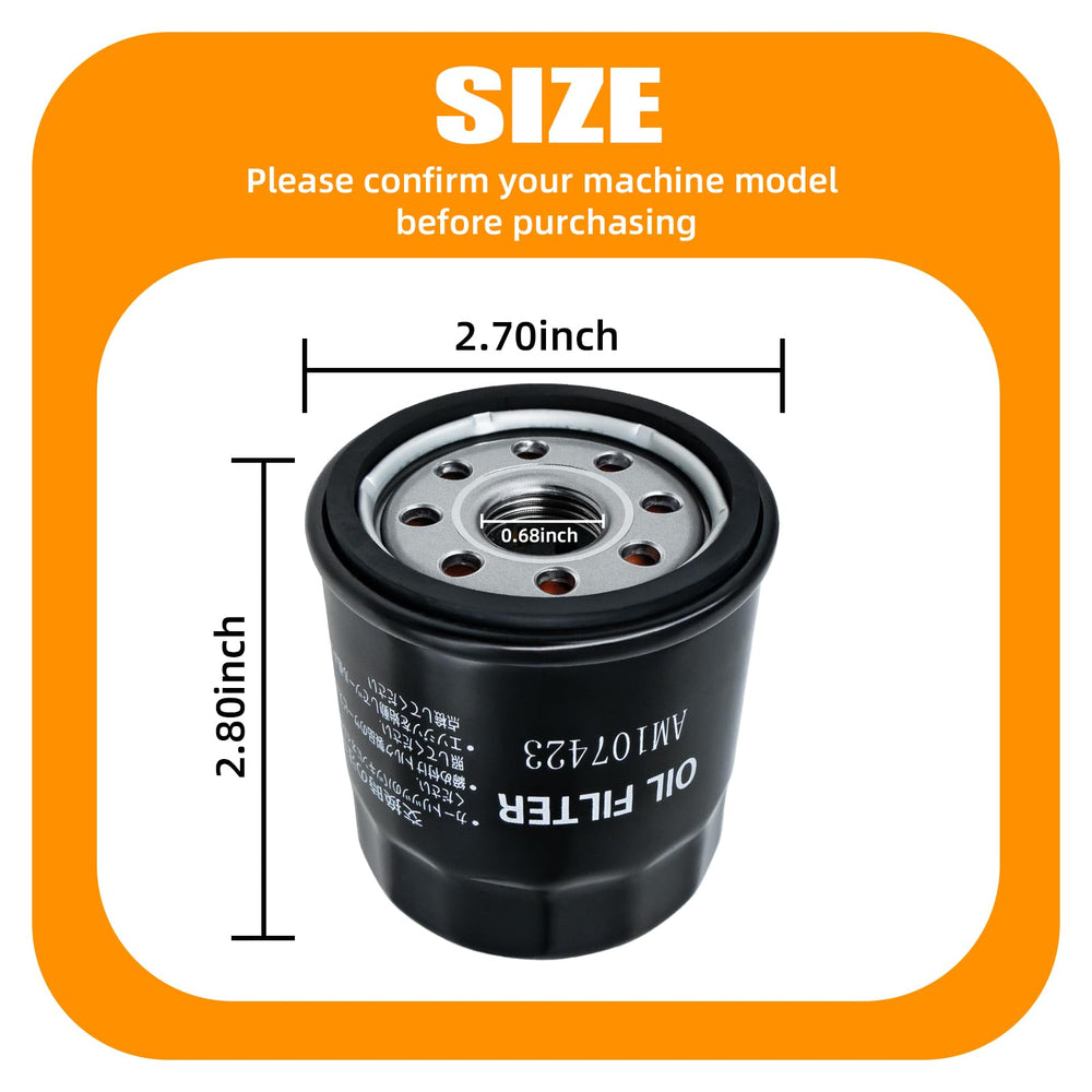 Generic AM107423 oil filter kit compatible with multiple Kawasaki and Club Car engines.