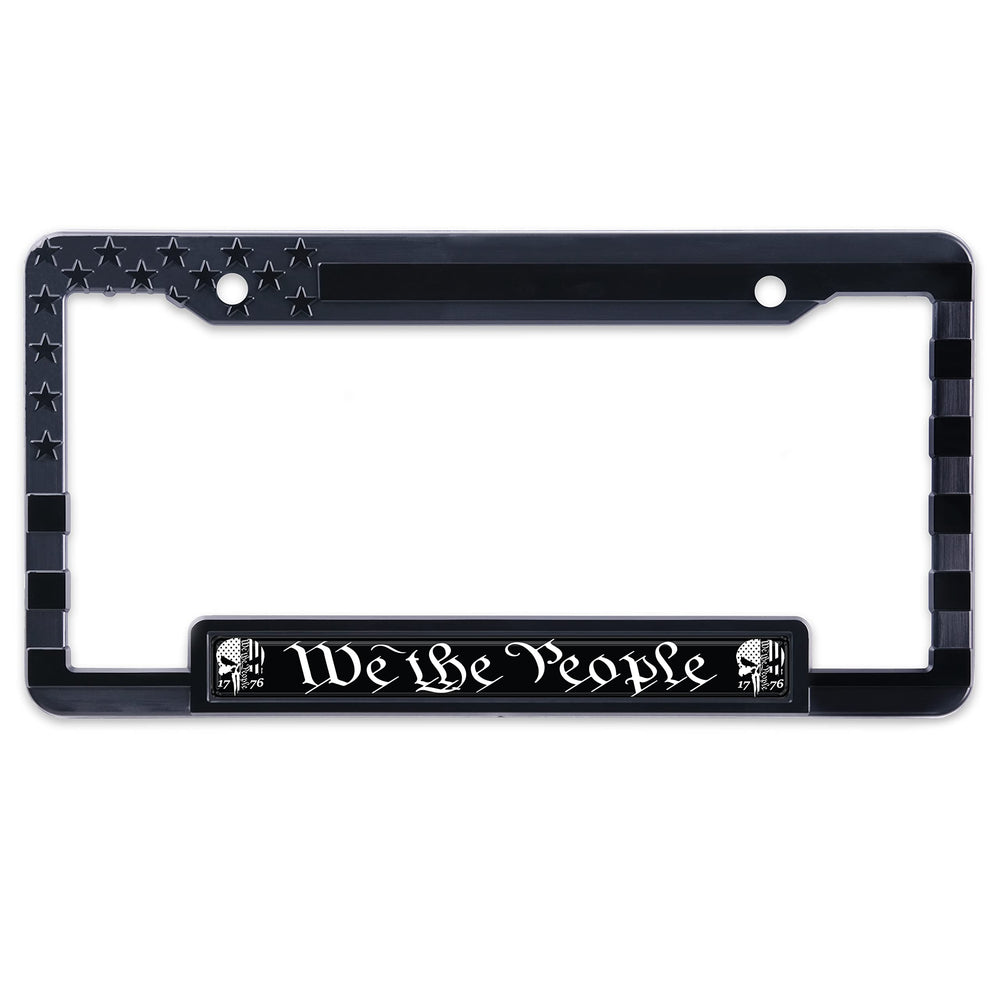 Generic American Flag license frame highlights stripes detail for bold styling.