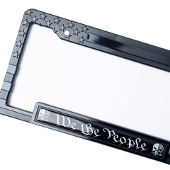 Generic American Flag license frame features We The People message for pride and recognition.