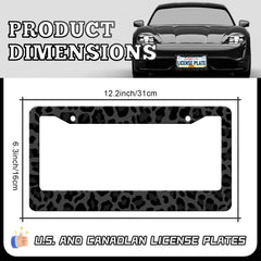 Generic black leopard license plate frame, back view showcasing frame profile.