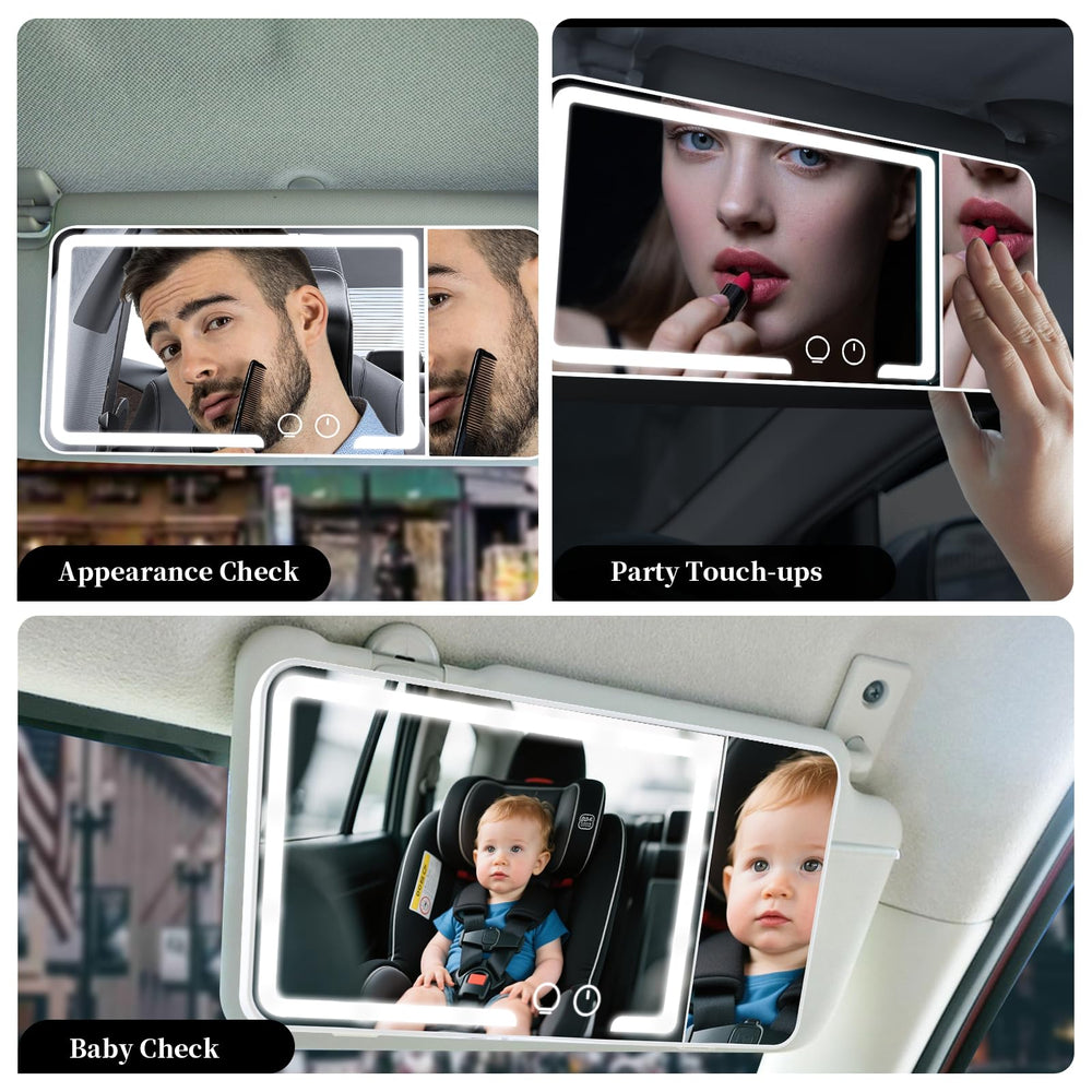 Generic car sun visor makeup mirror back elastic band installation fits most cars