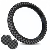 Generic Checkered Gray steering wheel cover provides anti-slip grip.