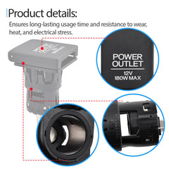Generic cigarette-lighter power socket outlet close-up; easy plug-and-play installation detail.