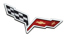 Generic Corvette emblem two-piece pack ready for front and rear installation.