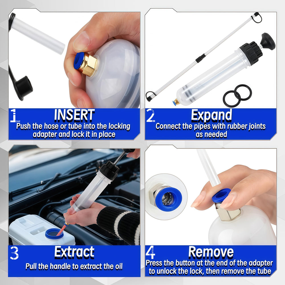Generic fluid extractor extended reach with 50 inch setup for tight spots