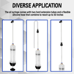 Generic fluid extractor versatile with engine oil, coolant, brake fluid and more
