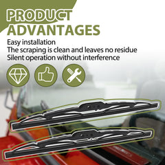 Generic front wiper blades with snap-on design for easy installation.