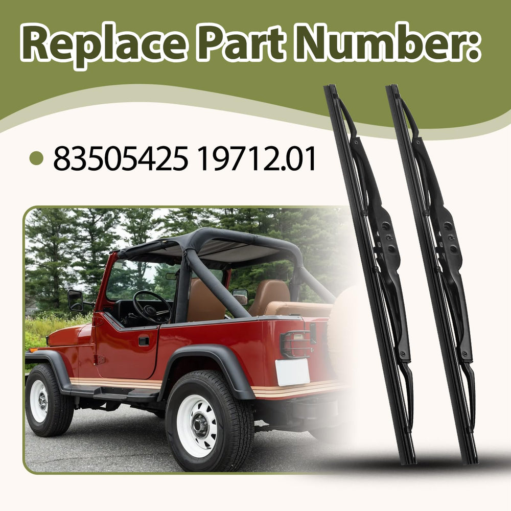 Generic front wiper blades provide streak-free visibility in rain or dust for safety.