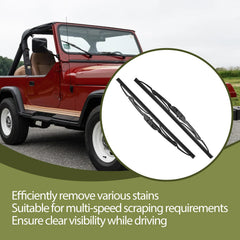 Generic front wiper blades weather-ready for Jeep Wrangler YJ in diverse conditions.
