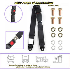 Generic Golf Cart Seat Belt Pad installation step illustrates one-button release