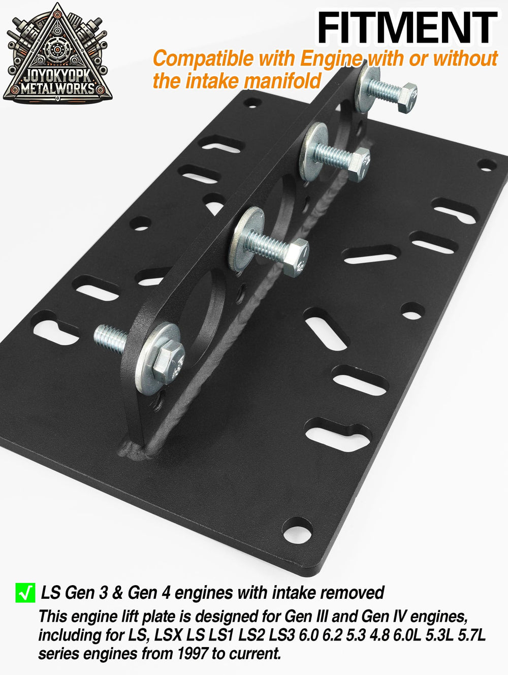 Generic LS lift plate side view highlighting compatibility with carburetor patterns