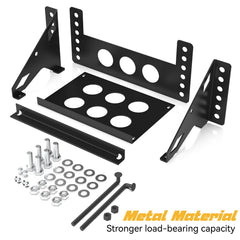 Generic battery tray bracket side view highlights bolt-in design for quick installation.