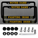 Generic Notre Dame license frame front view in matte black aluminum for durability.