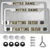 Generic Notre Dame license frame front view highlights durable aluminum with a sleek silver finish.