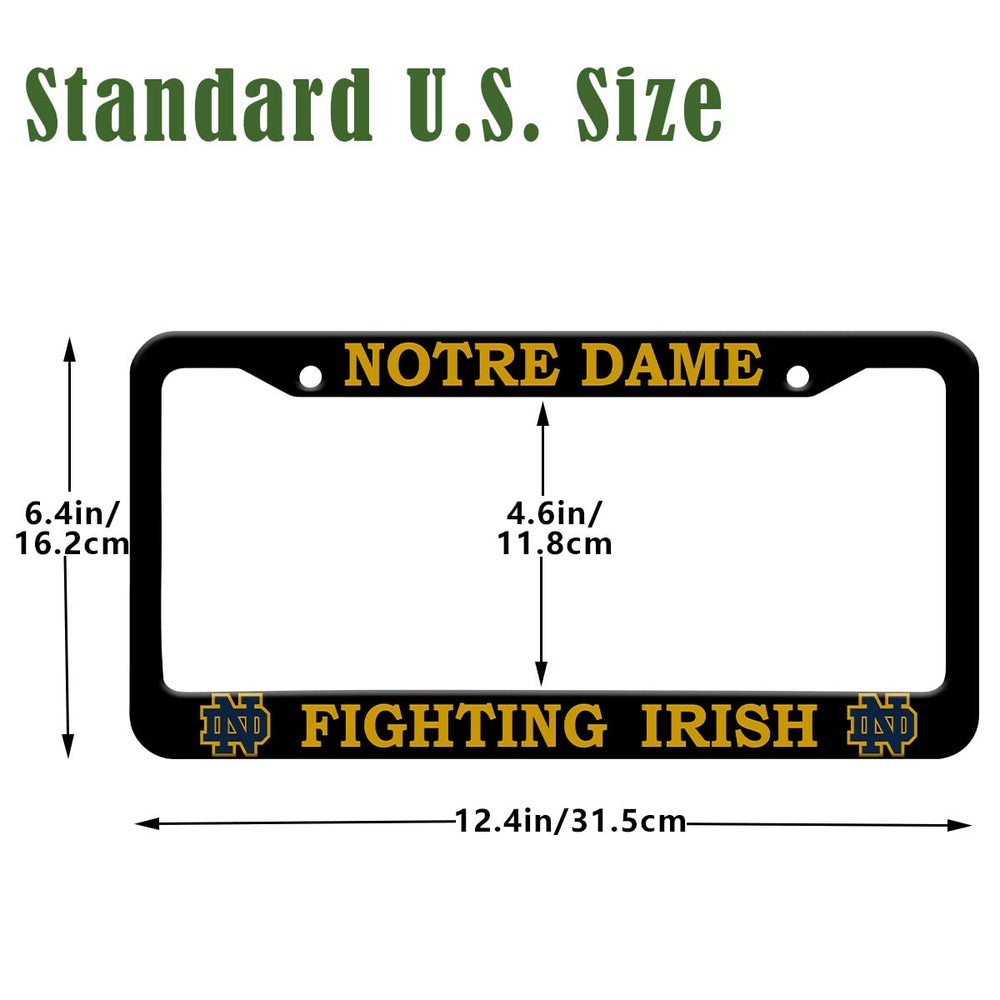 Generic Notre Dame license frame rear view showing border and unobstructed corners.