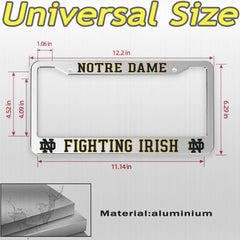 Generic Notre Dame license frame rear view shows rust-resistant construction for long-lasting shine.