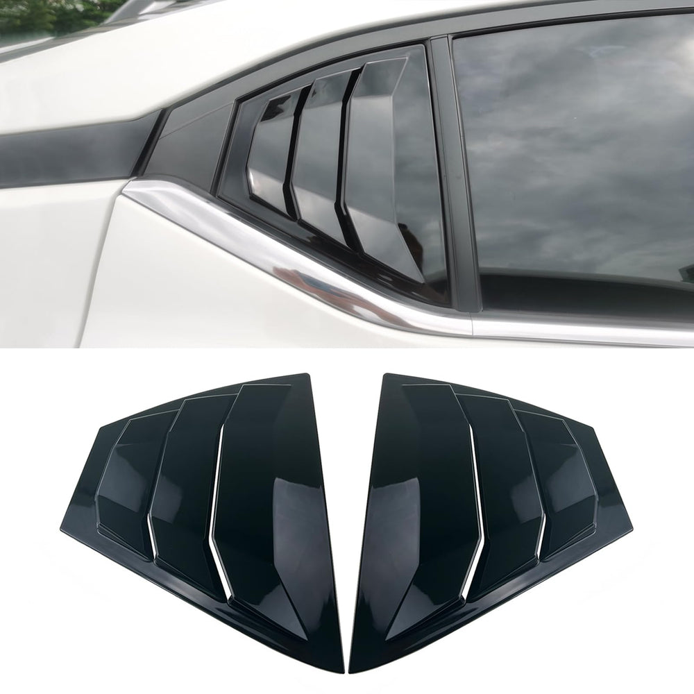 Generic Nissan Sentra Sylphy rear window louvers in piano black for sportier look.