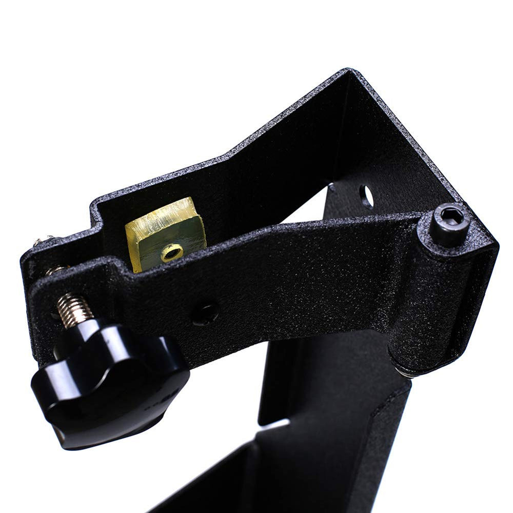 Generic off-road jack mount on tailgate hinges for accessible rear storage