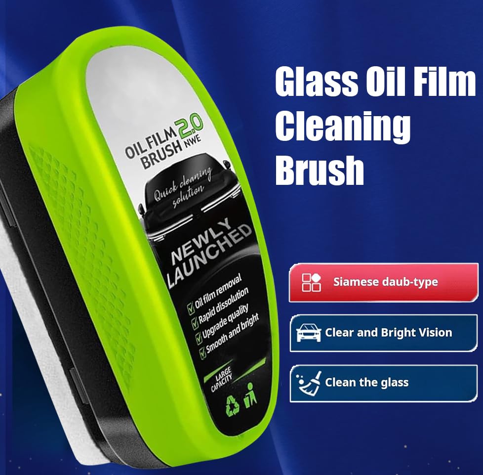 Generic oil film cleaning brush focuses on the windshield with an easy built-in applicator.