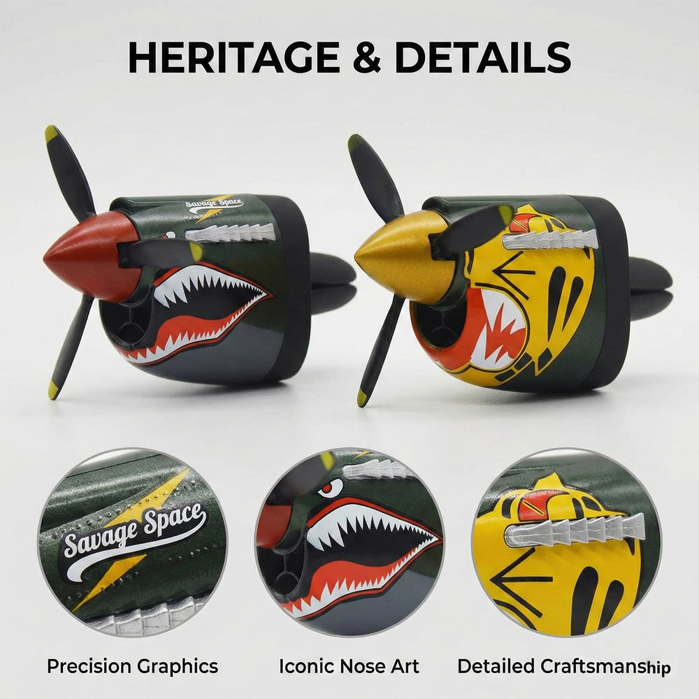 Generic P-40 Warhawk dashboard decor evokes WWII aviation nostalgia.