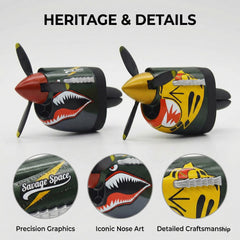Generic P-40 Warhawk dashboard decor evokes WWII aviation nostalgia.