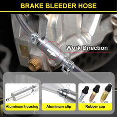 Generic soft tube with clips enables quick, leak-free connections.