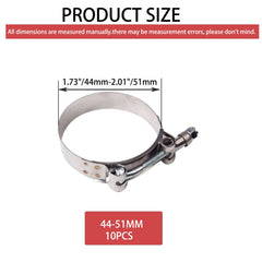 Generic T-Bolt Clamps fit 1-1/2 inch hoses for a reliable seal.