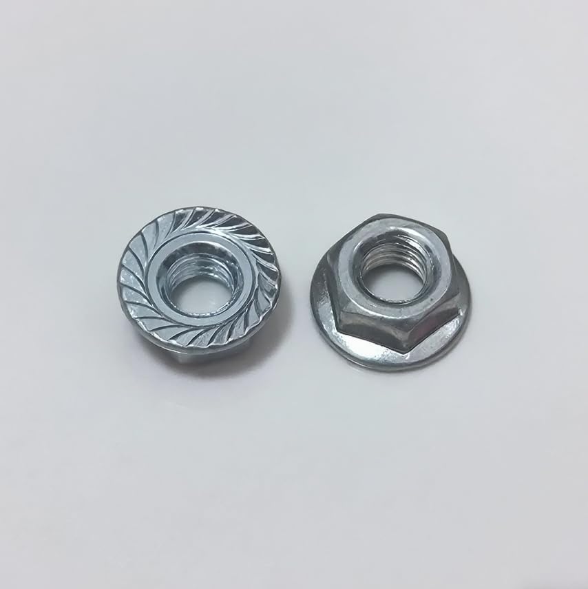Generic torque converter nut heat-treated steel with zinc coating resists corrosion during engine maintenance.