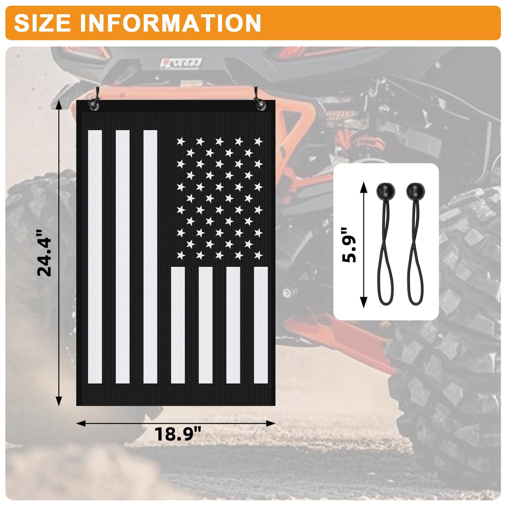 Generic UTV heavy-duty bungees secure the bag at speed.