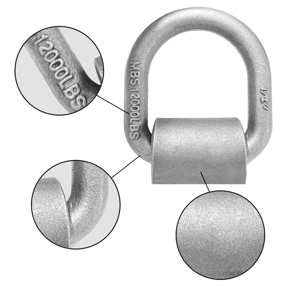 Generic Weld On D Ring 4-Pack bracket weld area highlighting 1/2-inch thickness.
