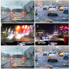 Generic surface-safe action cleans front and side glass for a crystal-clear view.