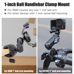 GEPULY RAM B-size 1inch ball compatibility for flexible arm setups.