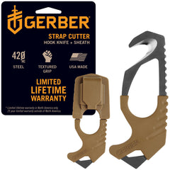 Gerber seatbelt cutter blunt edge in action for safe cutting during emergencies.