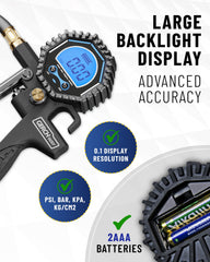 GERCHWAY 3-in-1 tool for inflate, deflate, and check with quick-connect.