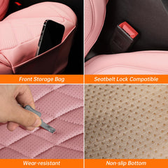 GEZHOUBA lumbar support in pink seat covers boosts comfort on long trips.