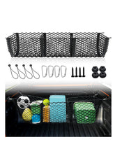 Gfstec upgraded 3-pocket truck bed cargo net, main view, keeps items neatly organized.