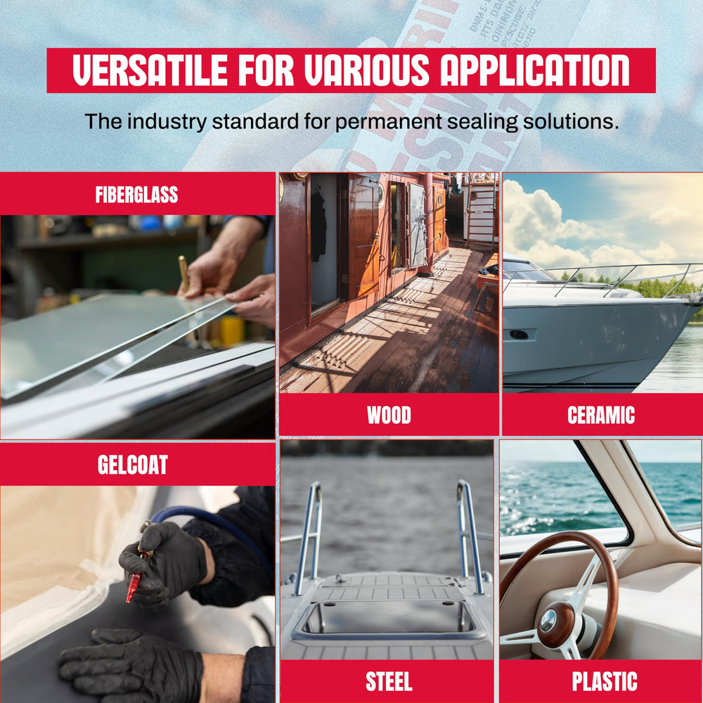 GH1200 5200 marine glue sealing fiberglass and gelcoat evenly