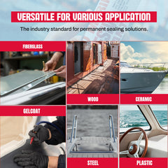 GH1200 5200 marine glue sealing fiberglass and gelcoat evenly