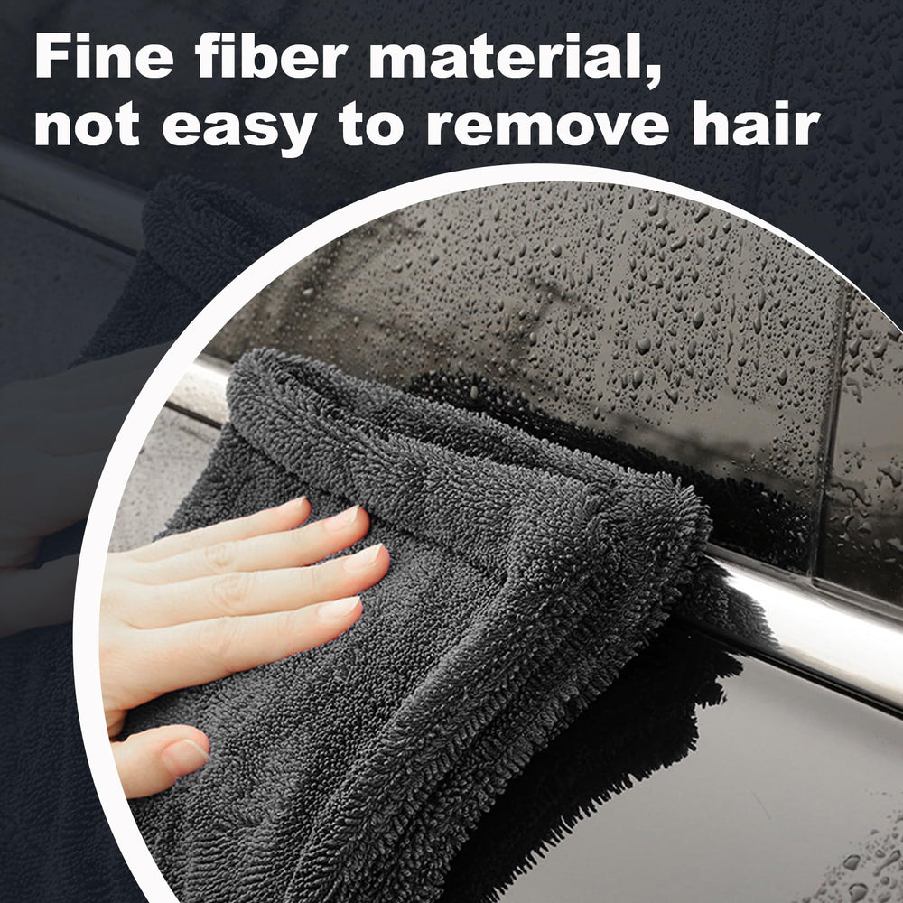 Ghguole car drying towel shown on a door panel for a streak-free finish.