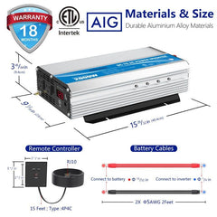 Inverter includes cables, pads, and accessories for quick installation.