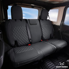 GIANT PANDA seat cover with diamond quilted design close-up