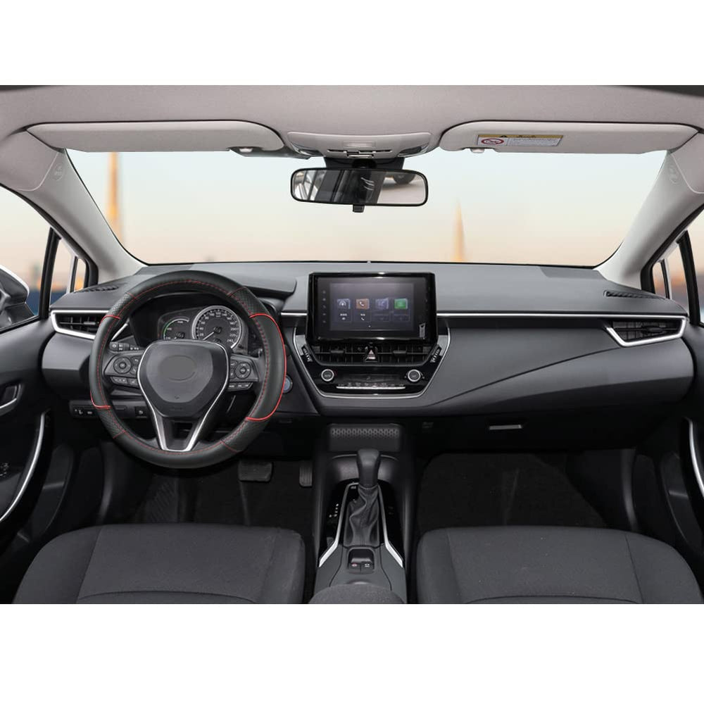GIANT PANDA black with red trim steering wheel cover complements interior and protects wheel